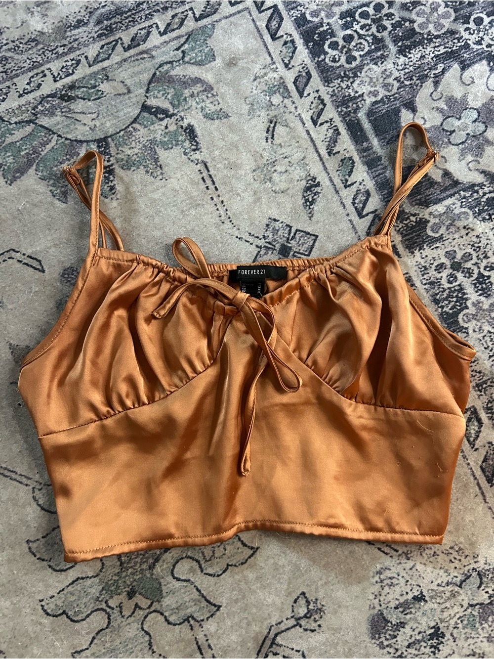 Forever 21 Copper Satin Tie-Front Cami